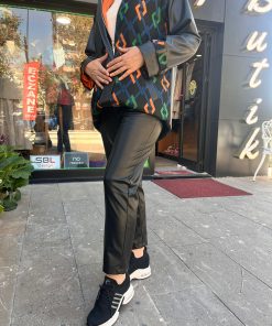 SENTEZ Pandora Tek Düğmeli Deri Pantolon