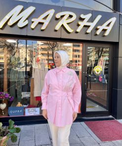 MY 312 Çiçek Detaylı Gömlek Pudra