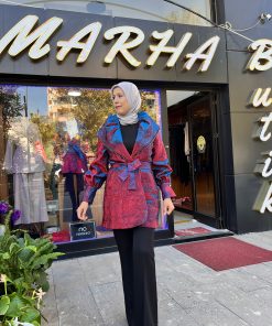 MY 312 İnci Detaylı Jakar Ceket Bordo